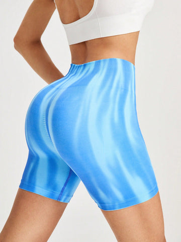 Summer Fashionable Tie-Dye High Waist Slim Fit Sports Shorts