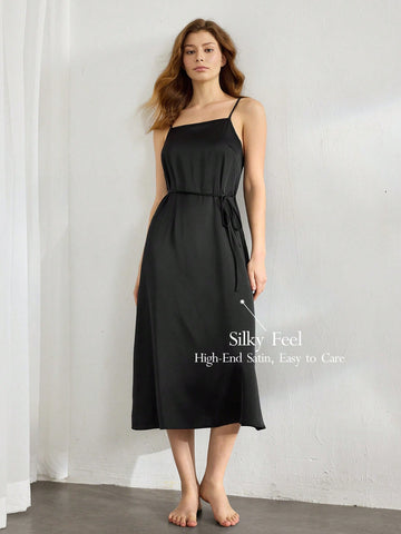 Solid Color Sleeveless Spaghetti Strap Home Dress For Summer