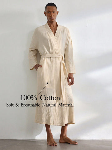 Men's Solid Color Bathrobe