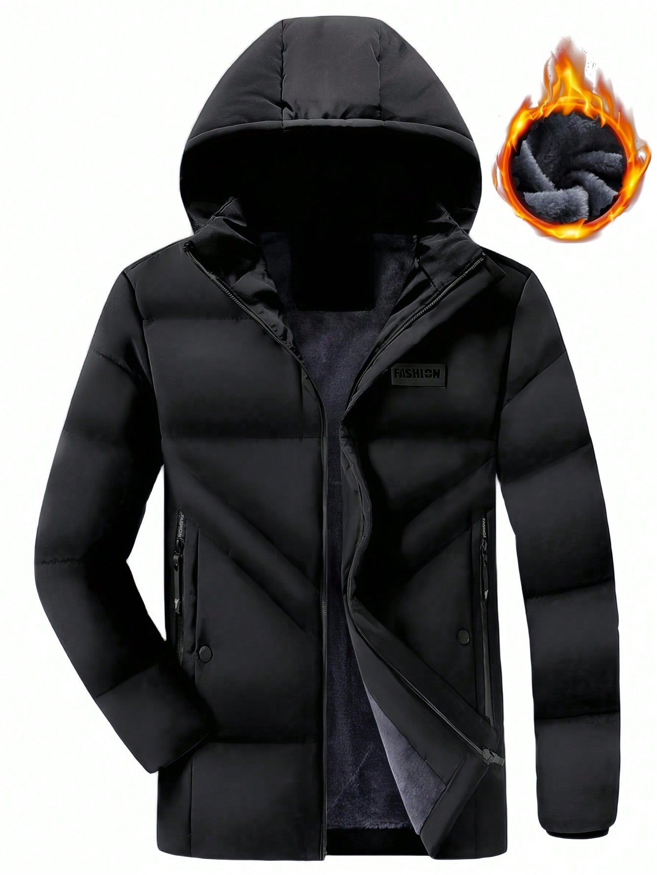 Loose Fit Men's Hooded Puffer Coat