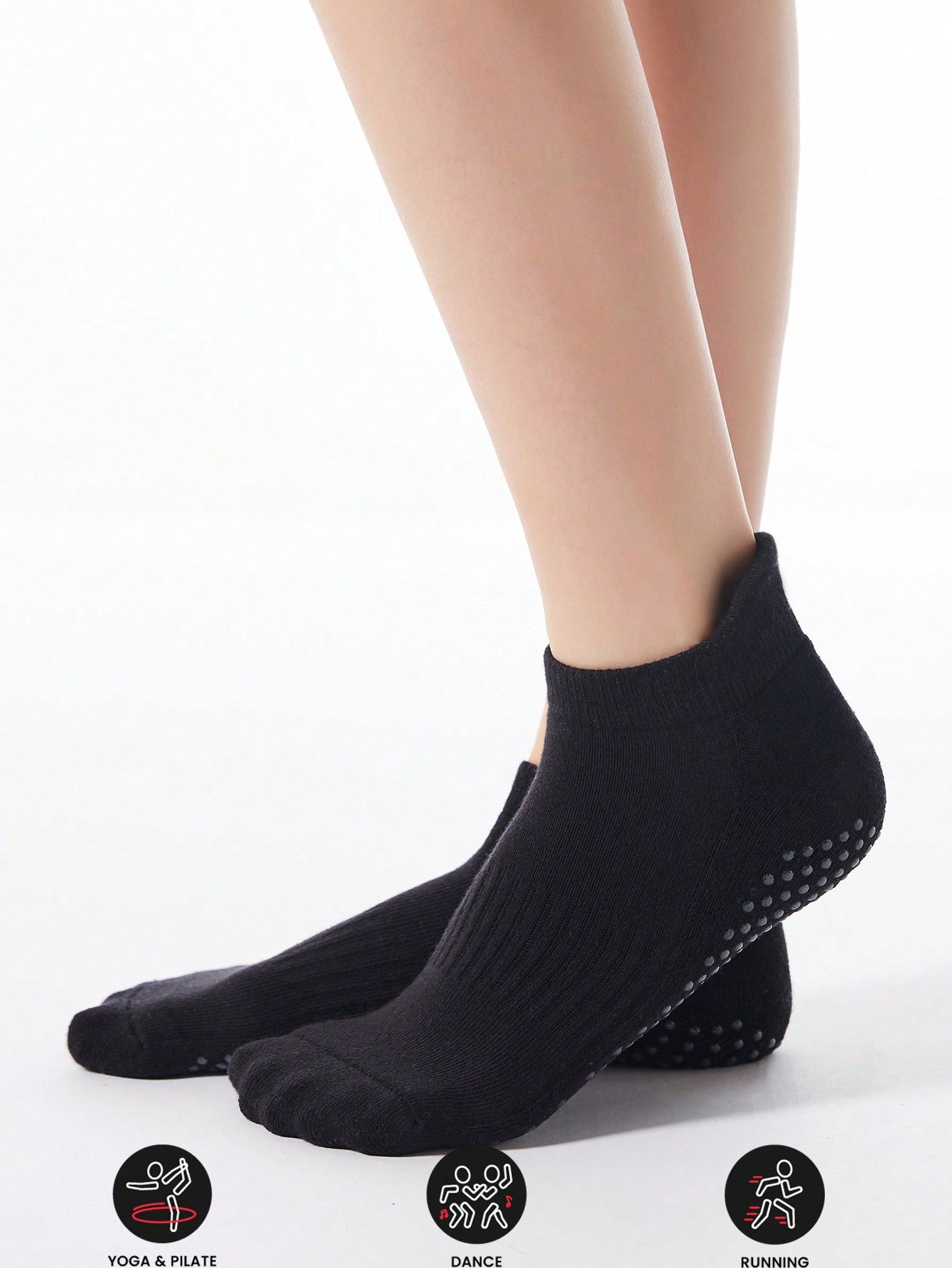 1pair Round Toe Soft Towel Bottom Sports Yoga Socks, Warm & Comfortable, Indoor Anti-Slip Floor Socks