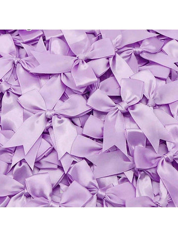 50pcs Large Size Fabric Ribbon Bowknot With Tail-shape For Ribbon Crafts, Purple Satin Ribbon Bowknot For Gift Wrapping, Decoration For Party, Colorful Mix Bowknot For Wrapping Candy, Cake, Popcorn, Dispensing Gift Bag