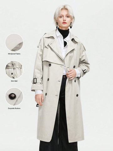 ZIAI Buckle Strap Double Breasted Trench Coat