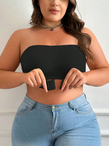 Ladies' Solid Color Simple Style Tube Top For Plus Size