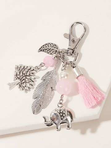 Elephant & Tree Charm Bag Charm Tassel Keychain Bag Accessories Shoulder Bag Crossbody Bag Handle Bag Handbag Party Holiday Gift Birthday Valentine's Day Stylish Fashion Trendy For Teen Girls Women College Students Teacher Bag Present Car Accessaries Wome