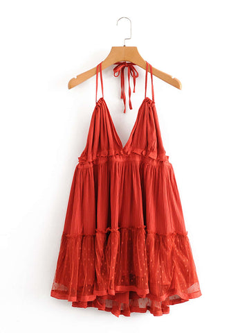 Open Back Layered Halter Dress