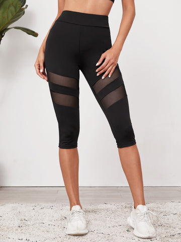 Contrast Mesh High Waist Leggings