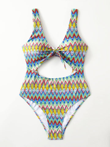 Geometric Knot Front One Piece Swimsuit