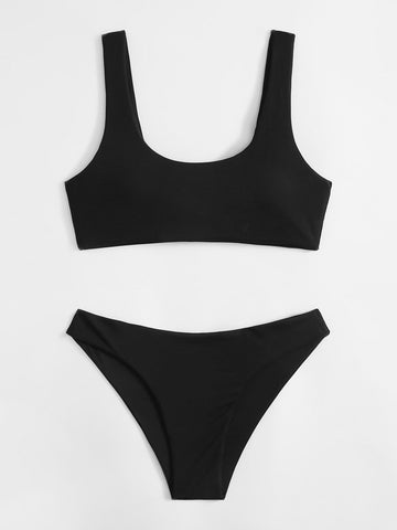 Summer Beach Rib Bikini Swimsuit Full Coverage Bikini