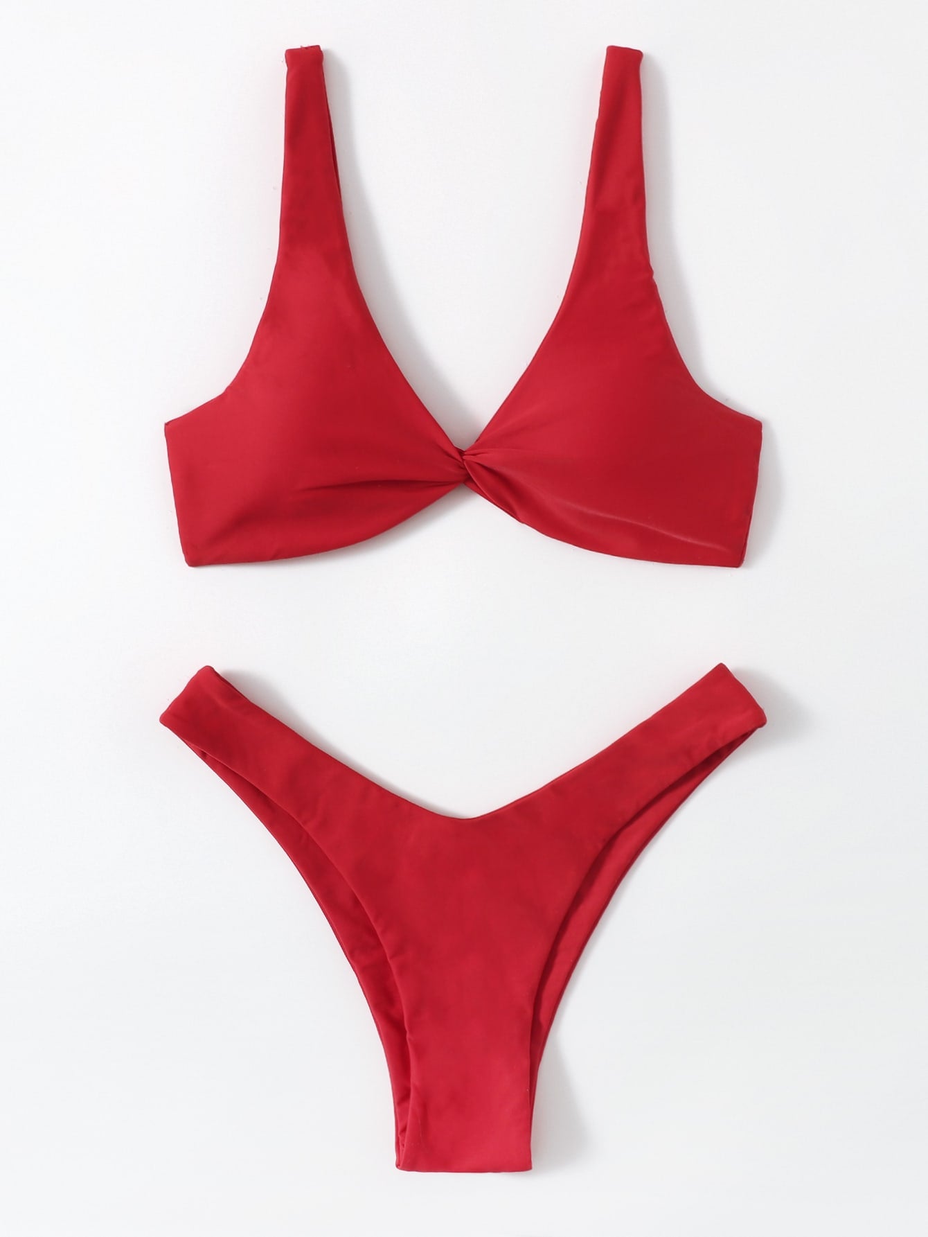 Summer Beach Twist Front High Cut Bikini Swimsuit