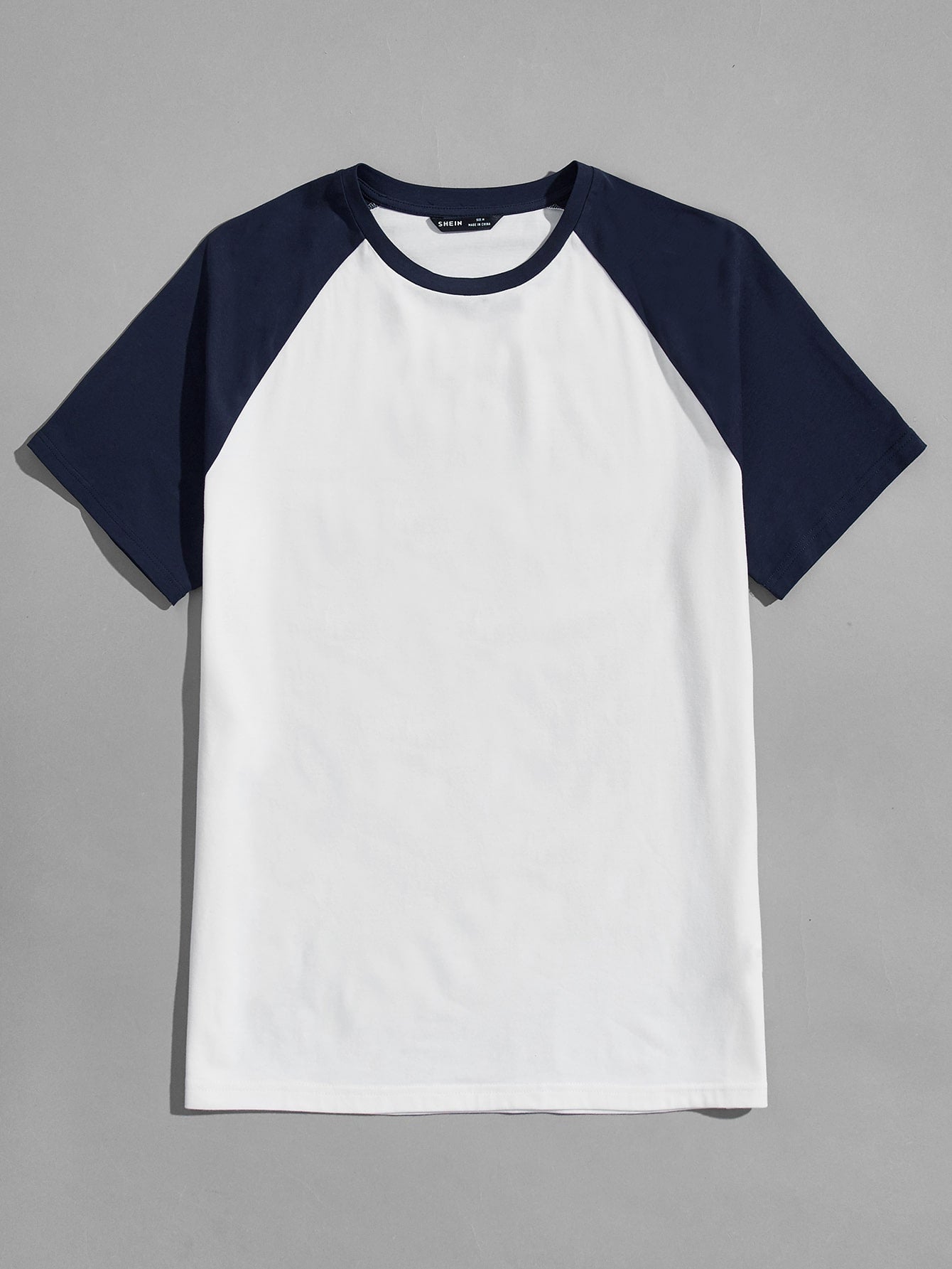 Men Cotton Color Block Raglan Sleeve Tee