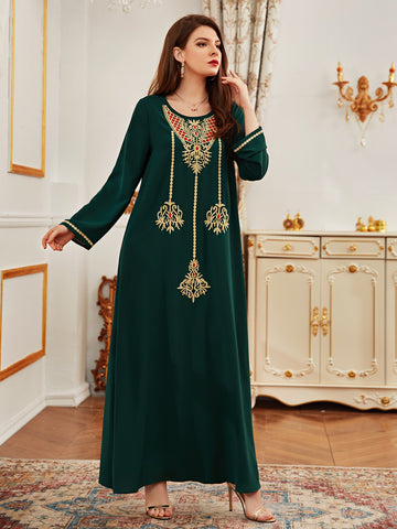 Embroidery Maxi Tunic Dress