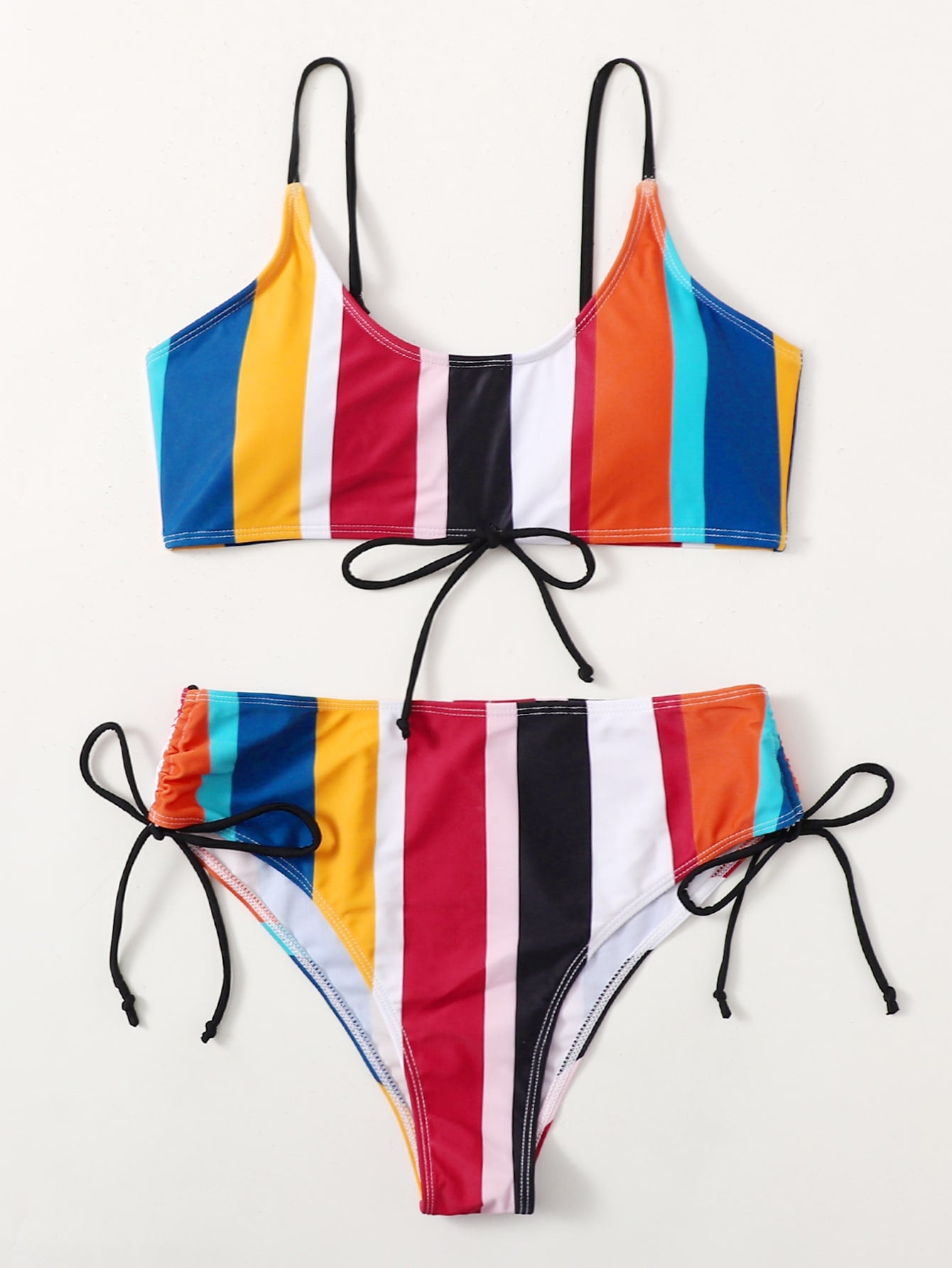 Striped Tie Side Bikini Swimsuit