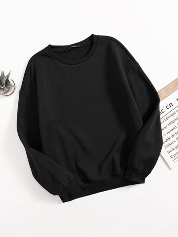 Solid Drop Shoulder Sweatshirt