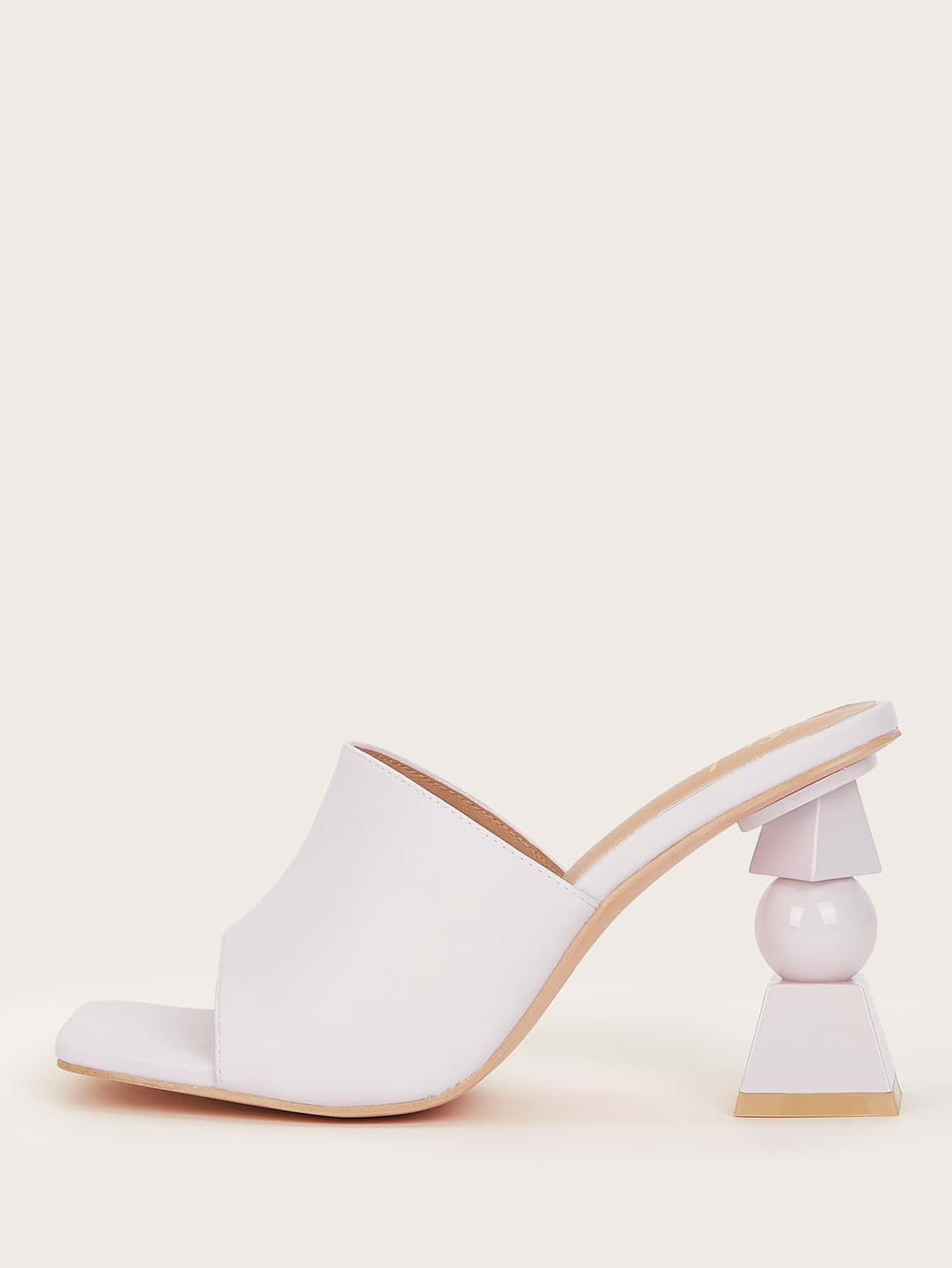 Sculptural Heeled Open Toe Mules