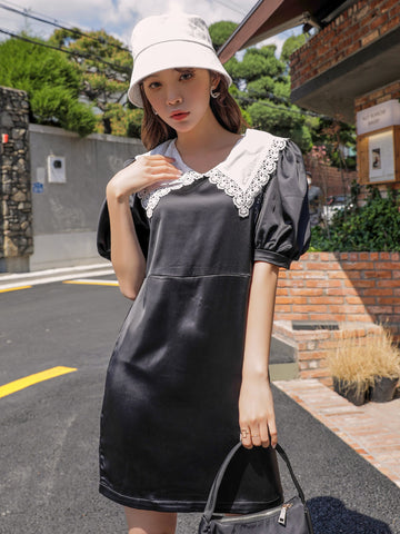 Contrast Lace Smock Dress