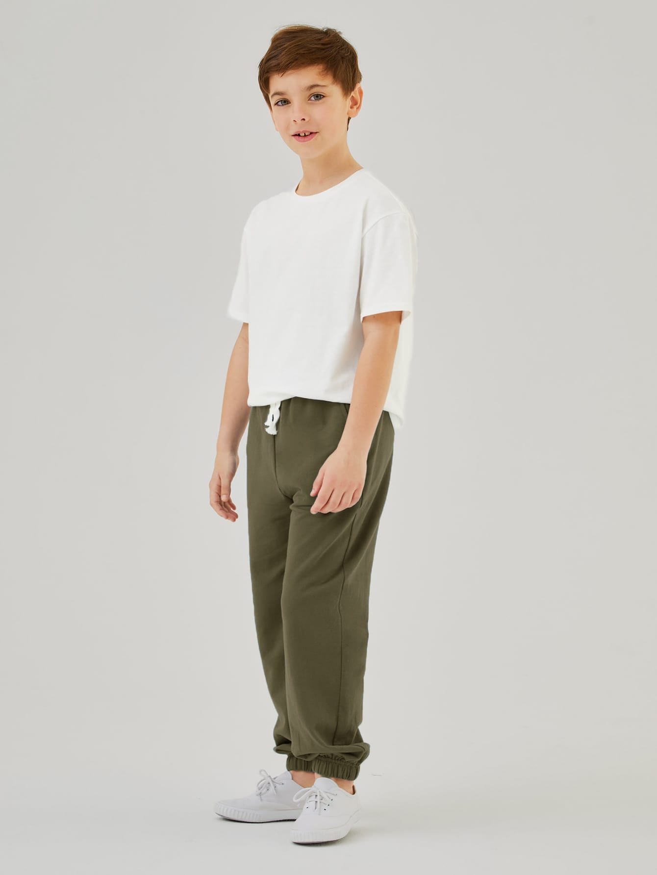 Boys Cotton Drawstring Waist Slant Pocket Joggers