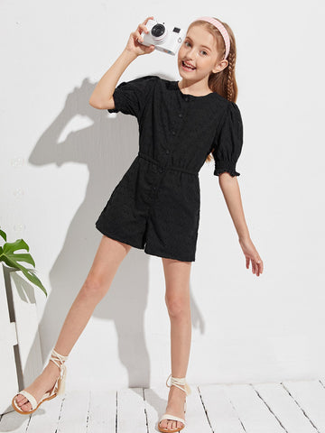 Girls Puff Sleeve Schiffy Romper