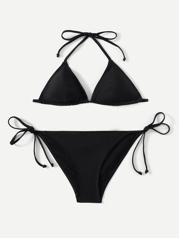 Summer Beach Halter Triangle Tie Side Bikini