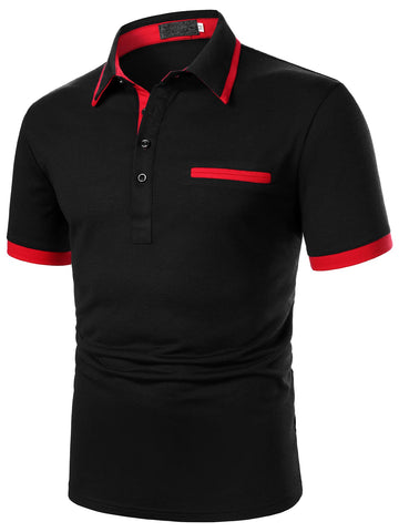 Men Contrast Binding Polo Shirt