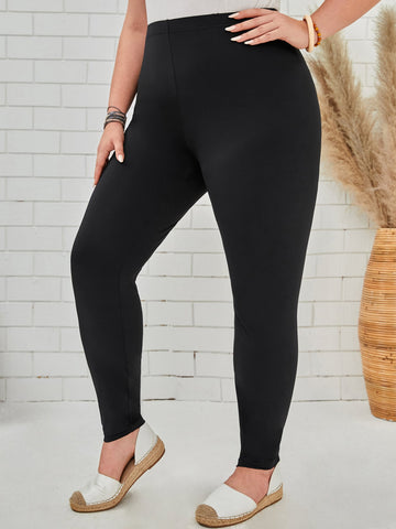 Plus Solid High Waist Leggings