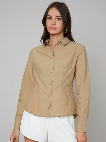 Button Through High Low Blouse