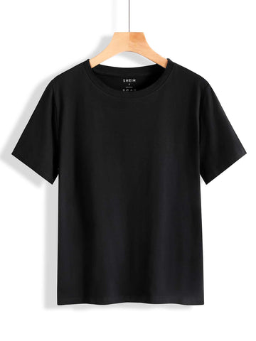 Solid Crew Neck Basic Tee