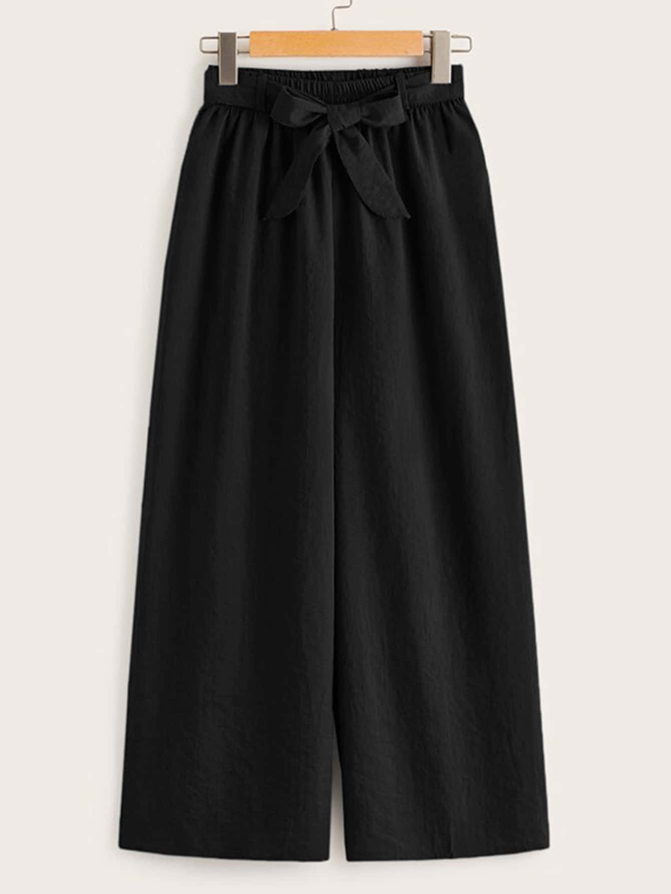 Butterfly Closure High-Waist Wide Leg Pants, Slimming