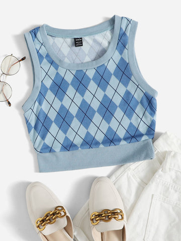 Argyle Pattern Tank Top