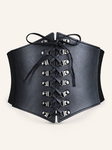 Criss Cross Lace Up PU Corset Belt