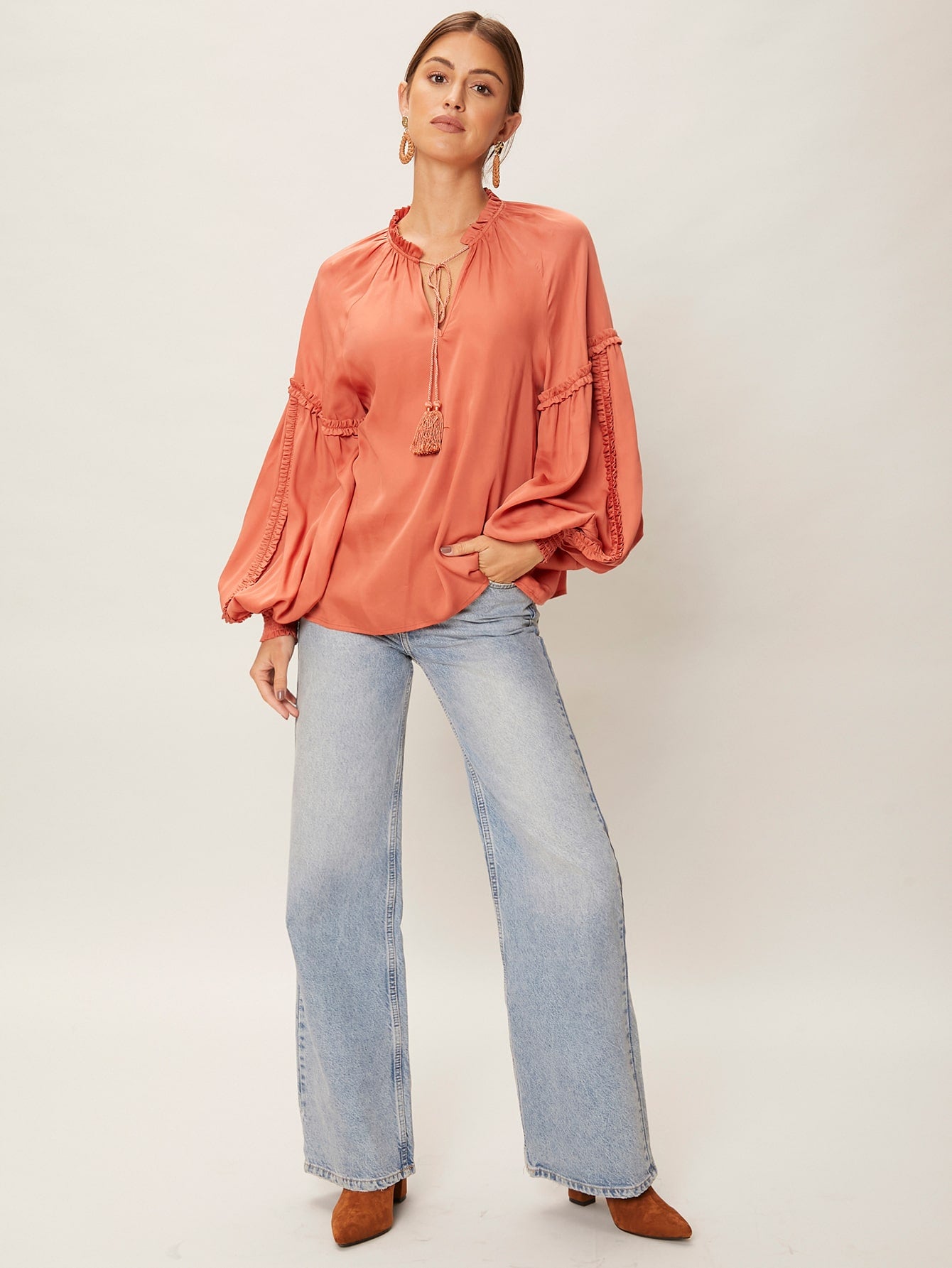 Viscose Balloon Sleeve Top