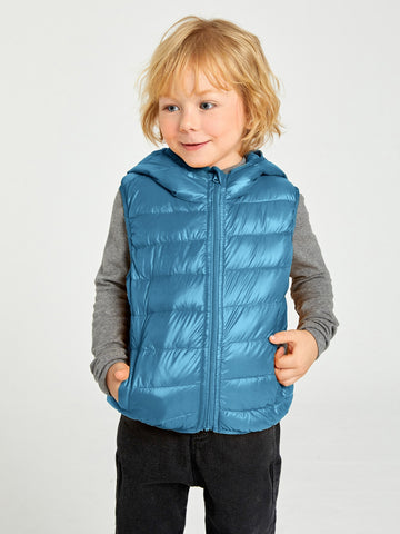 Toddler Boys Zipper Up Hooded Vest Down Coat