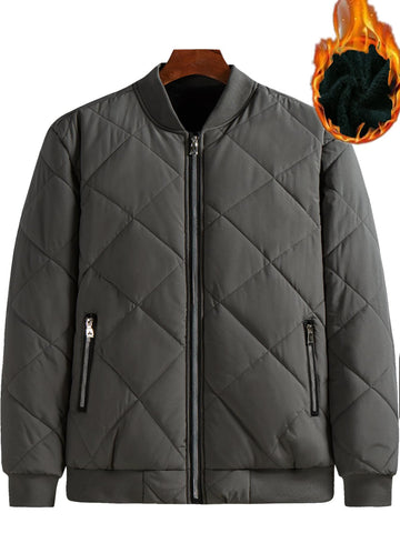 Loose Fit Men's Quilted Bomber Jacket Without Sweater