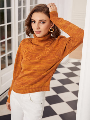 Wool Blend Marled Knit Sweater