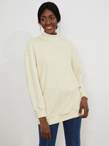 Mock Neck Longline Sweatshirt