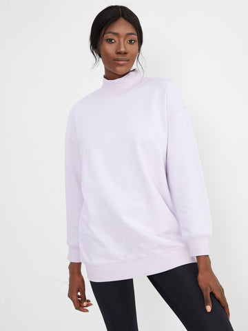 Mock Neck Longline Sweatshirt