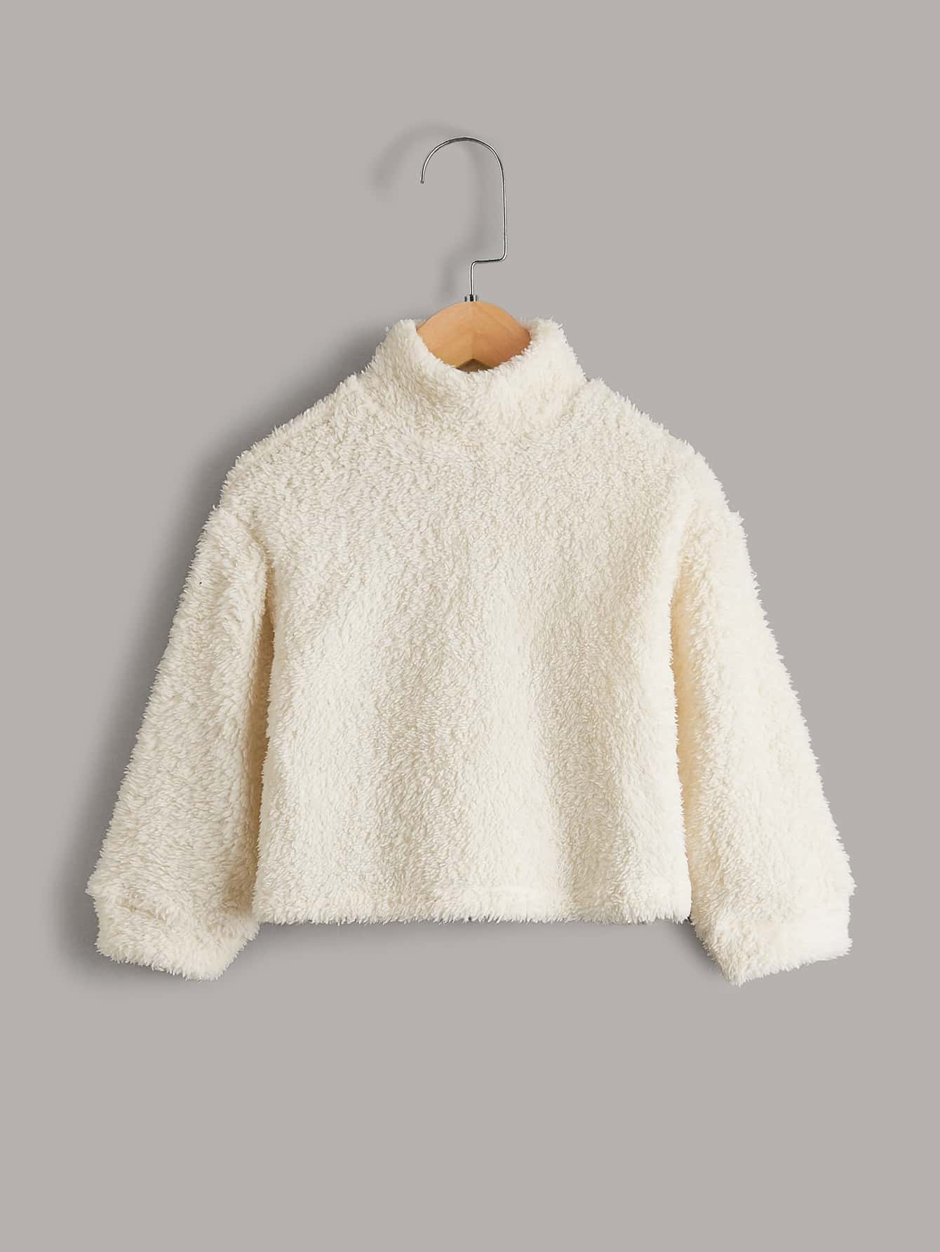 Young Girl Mock Neck Teddy Sweatshirt