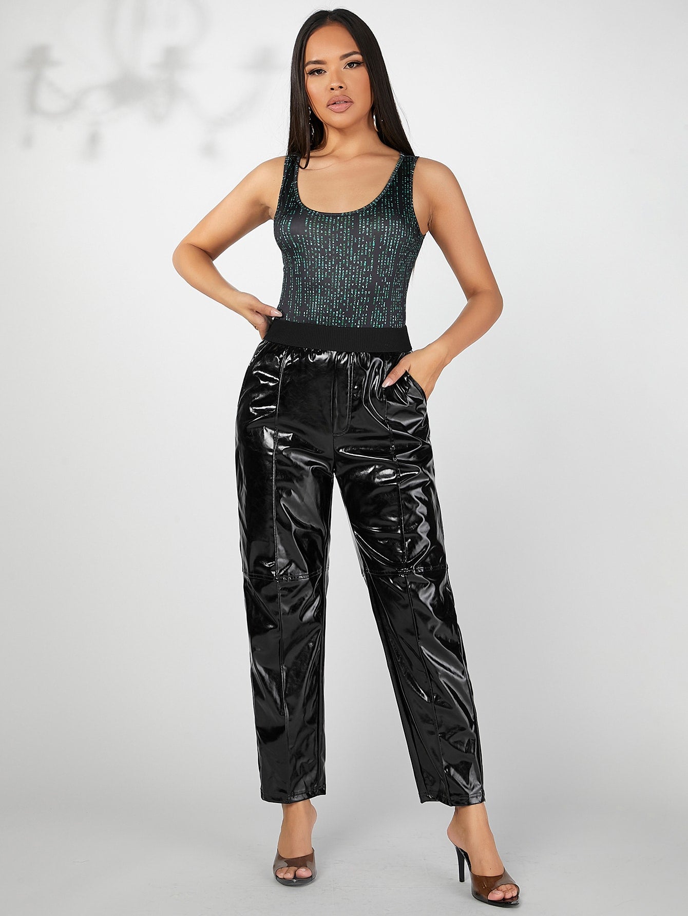 Faux Patent Seam Front Pants