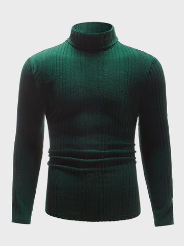 Men High Neck Ribbed Knit Top