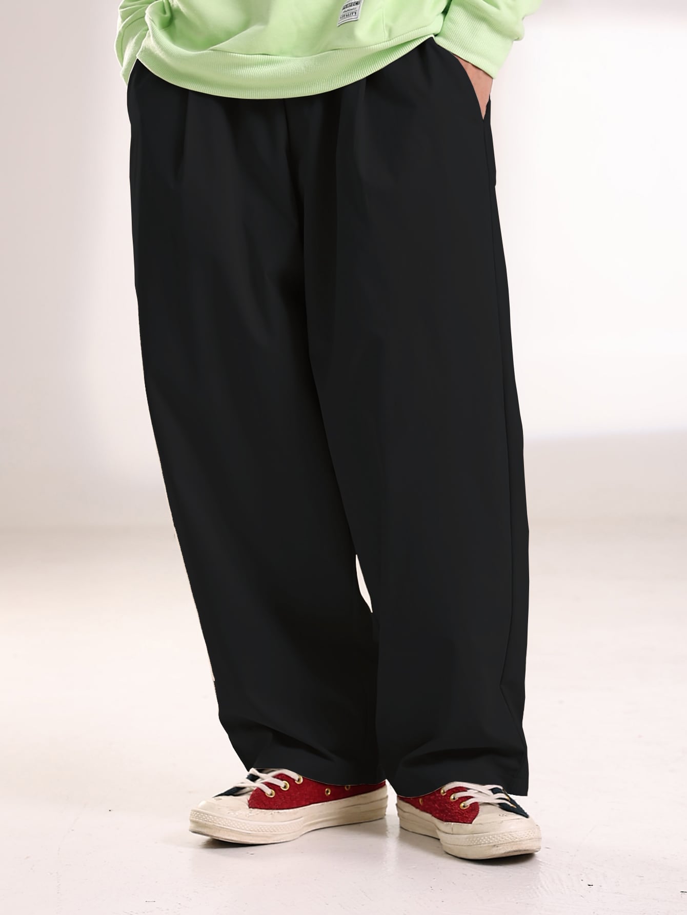 Loose Fit Men's Solid Color Wide Leg Pants