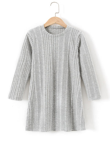 Girls Ribbed Knit Sweater Dress