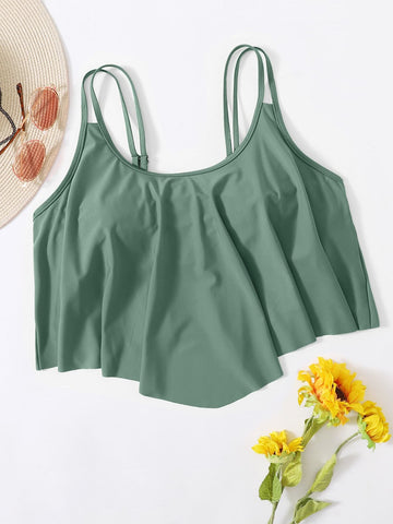 Summer Beach Plus Plain Hanky Hem Bikini Top