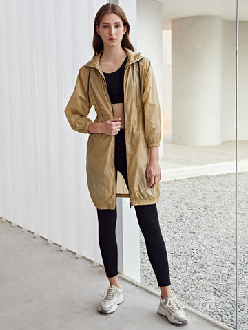 Lightweight Drawstring Waist Trench Coat