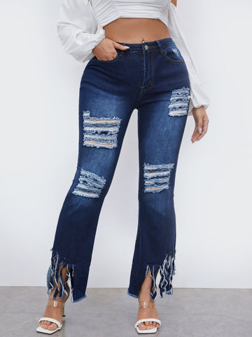 Ripped Raw hem Jeans