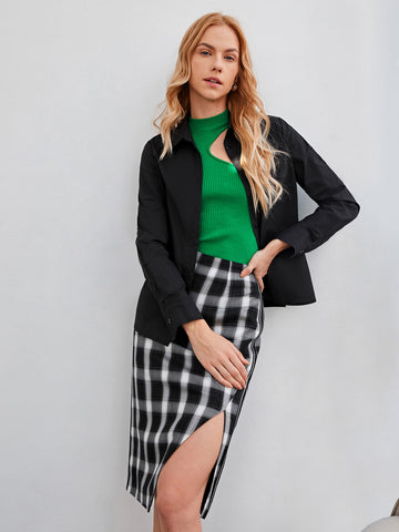 BASIC STRAIGHT SHIRT BUSINESS CASUAL OFFICE WEAR WOMEN