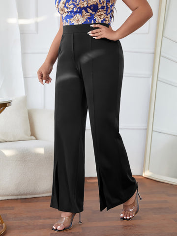 Plus Split Hem Flare Leg Pants