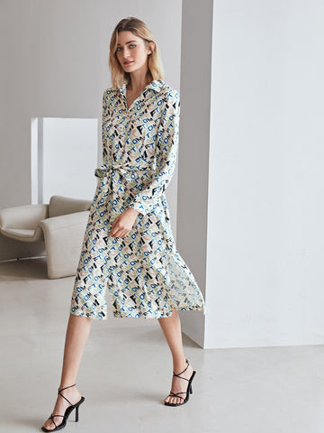 SPLIT BELTED SHIRT DRESS