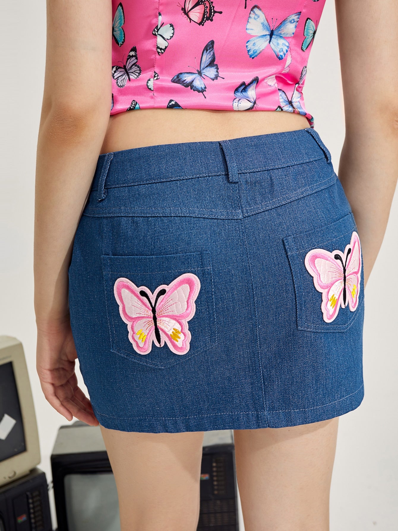 Butterfly Embroidery Mini Skirt