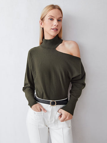 Viscose Asymmetrical Neck Sweater