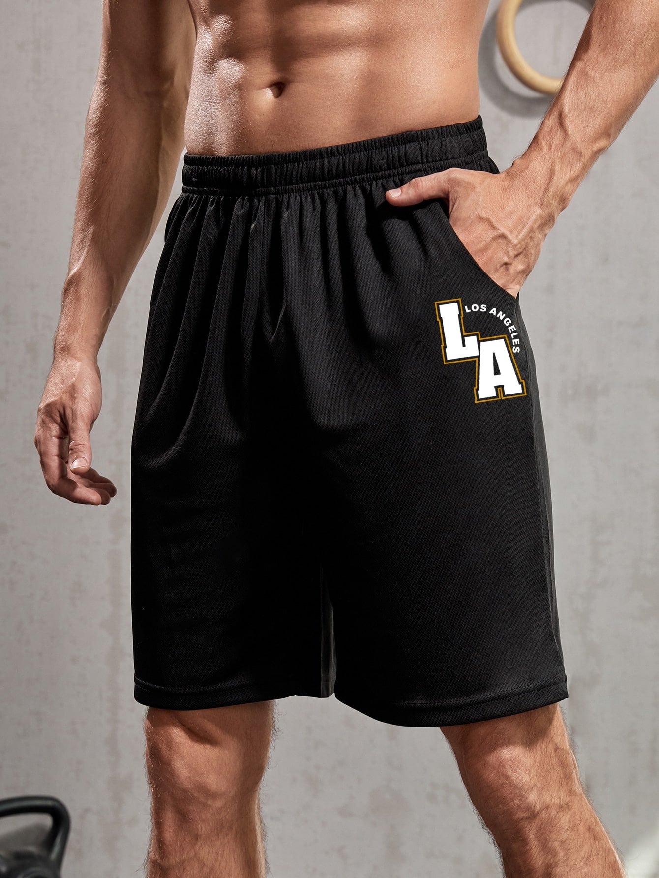 Men Letter Graphic Sports Shorts Athletic Shorts